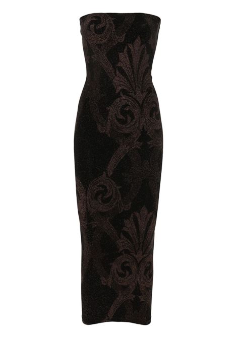 Abito midi con effetto jacquard in nero e bronzo Wolford x etro - donna WOLFORD X ETRO | 571728098